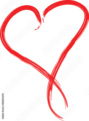 Grunge scribble symbol heart, red marker isolated on white vector editable