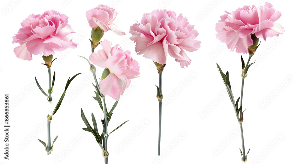 Pink Carnation Flowers Isolated on White Background, Png File Pink Carnation Flowers Isolated on White Background, Png File