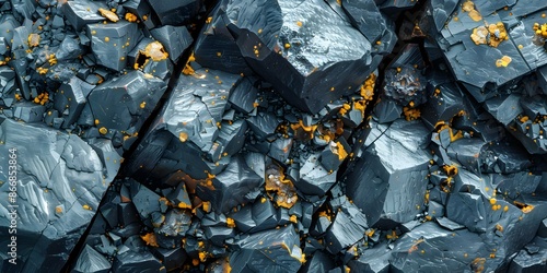 Detailed closeup of uranium ore against white background highlighting unique texture. Concept Uranium Ore, Closeup Shot, Texture Details, White Background photo