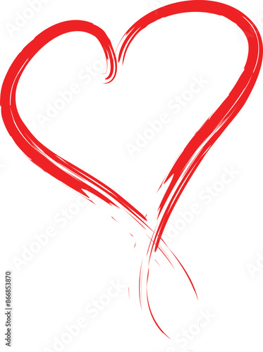 Grunge scribble symbol heart, red marker isolated on white vector editable