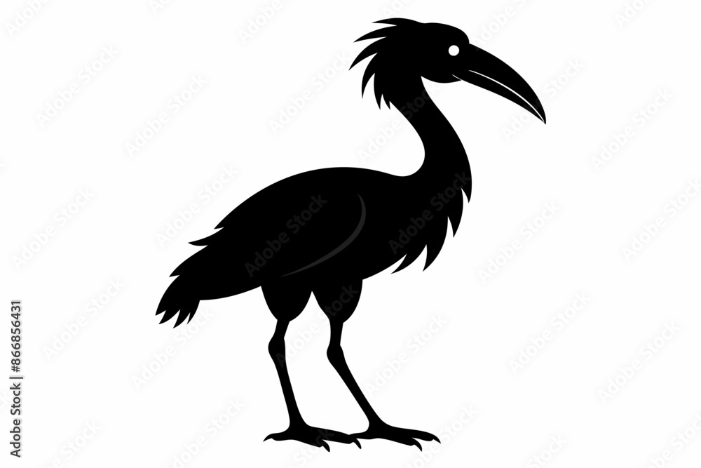 Obraz premium Shoebill vector silhouette illustration isolated on white background, Shoebill Bird Vector art