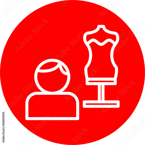 Fashion Designer Line White Circle Red