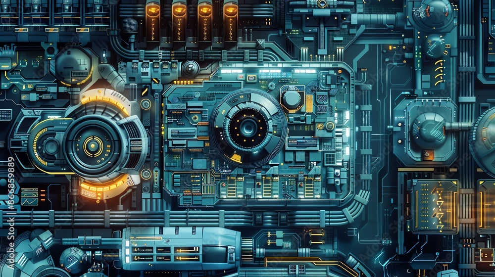 Abstract futuristic circuit board with glowing lights and intricate details. Perfect for technology, innovation, and digital concepts. Abstract futuristic circuit board with glowing lights and intricate details. Perfect for technology, innovation, and digital concepts.