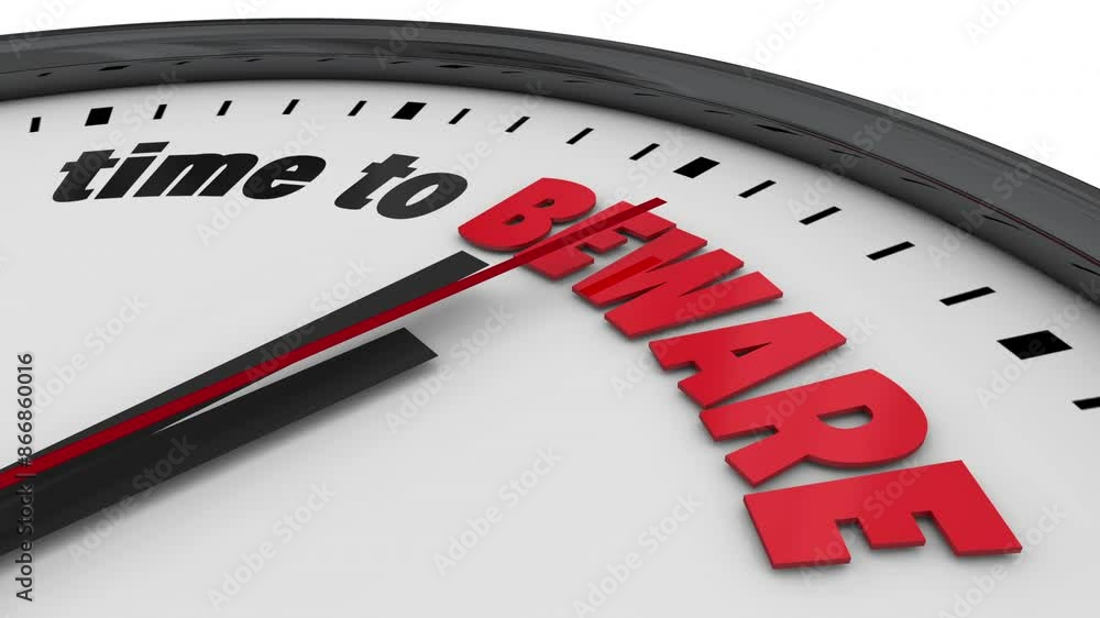 Time to Beware Clock Be Careful Danger Problem Trouble Risk Threat 3d Animation Time to Beware Clock Be Careful Danger Problem Trouble Risk Threat 3d Animation