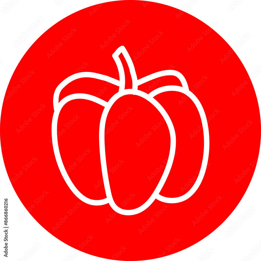 Bell Pepper Line White Circle Red Bell Pepper Line White Circle Red