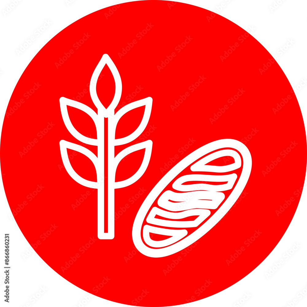 Grains and Cereals Line White Circle Red