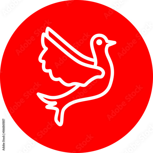 Pigeon Line White Circle Red