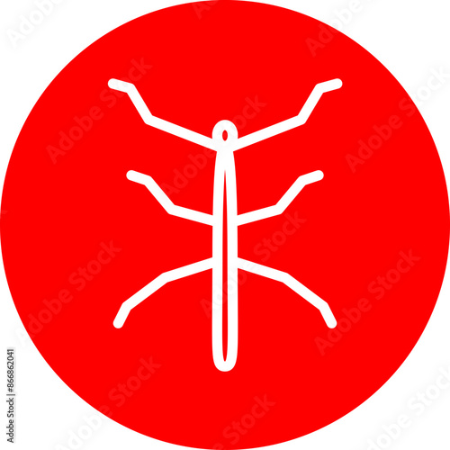 Stick Insect Line White Circle Red