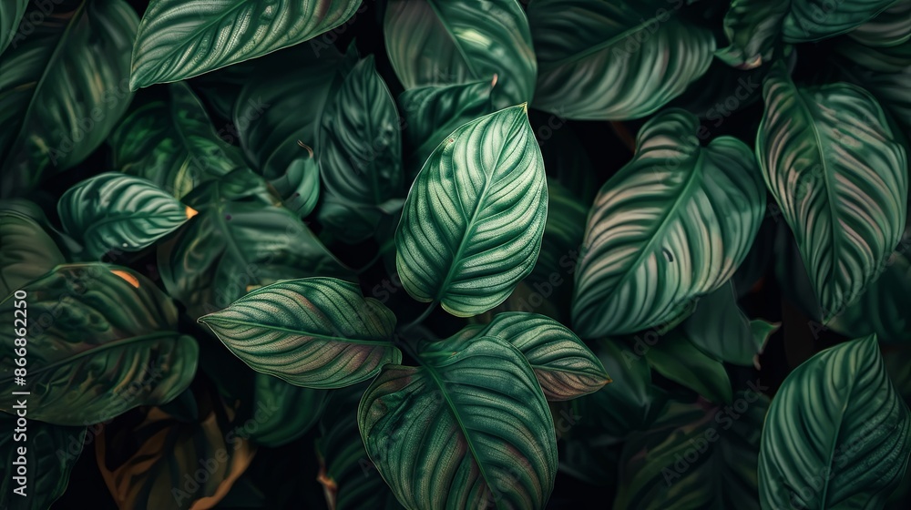 Green tropical plant close-up Green tropical plant close-up