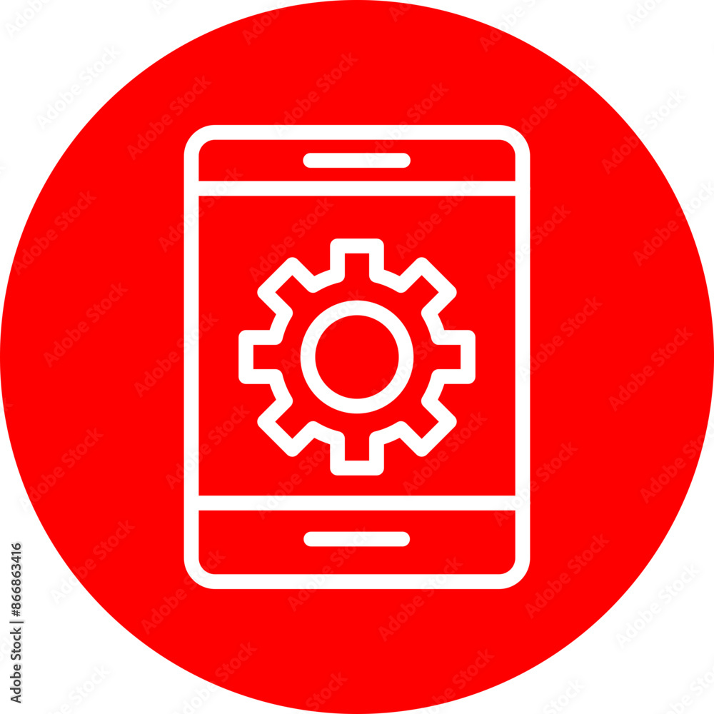 Tablet Vector Line White Circle Red Tablet Vector Line White Circle Red