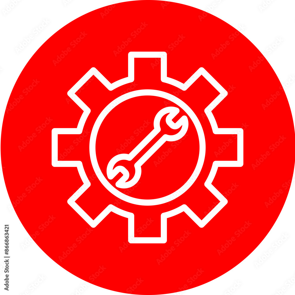 Setting Vector Line White Circle Red Setting Vector Line White Circle Red