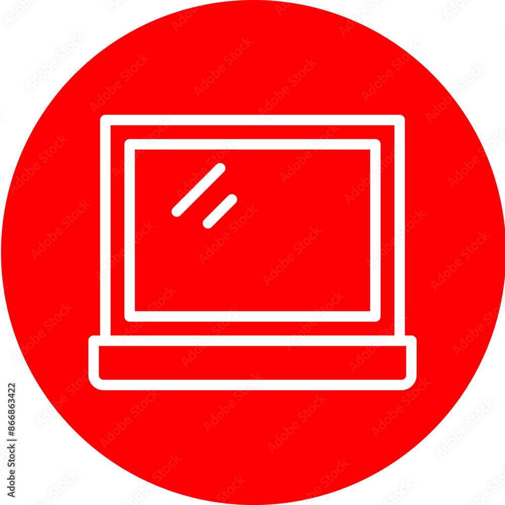 Laptop Vector Line White Circle Red Laptop Vector Line White Circle Red