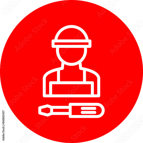 Technician Vector Line White Circle Red