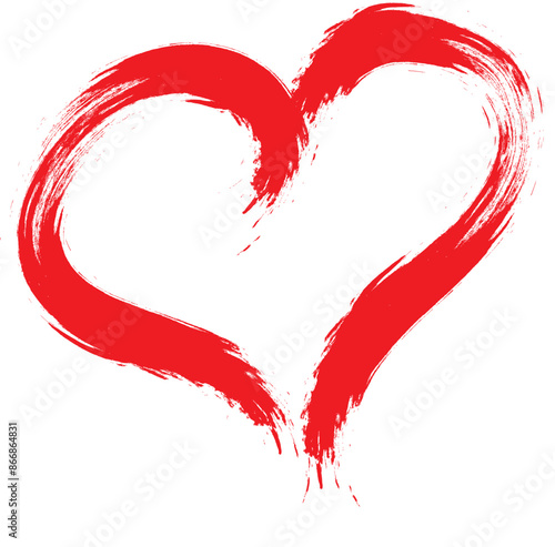 Grunge scribble symbol heart, red marker isolated on white vector editable