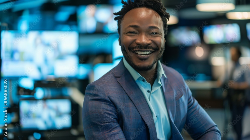 A man in a suit smiling for the camera. AI. A man in a suit smiling for the camera. AI.