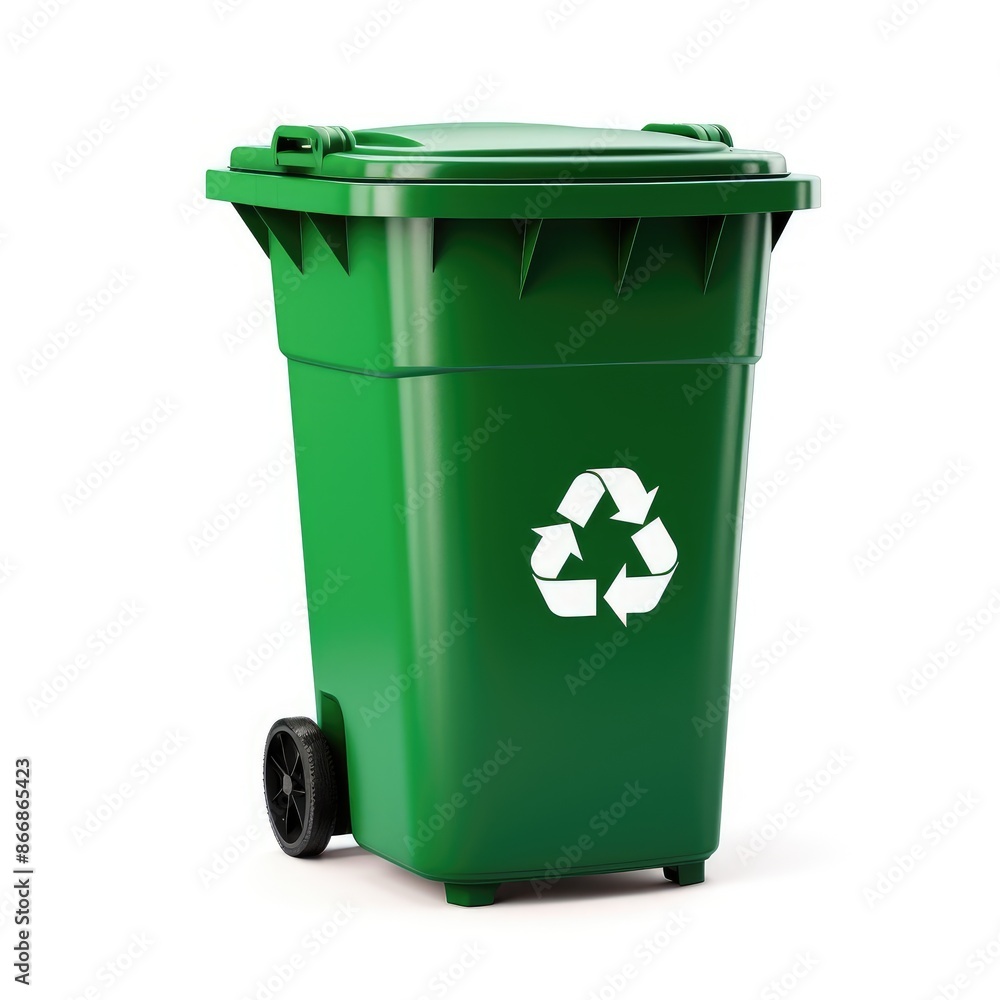 Green Recycling Bin on a white background. 3d Rendering Green Recycling Bin on a white background. 3d Rendering
