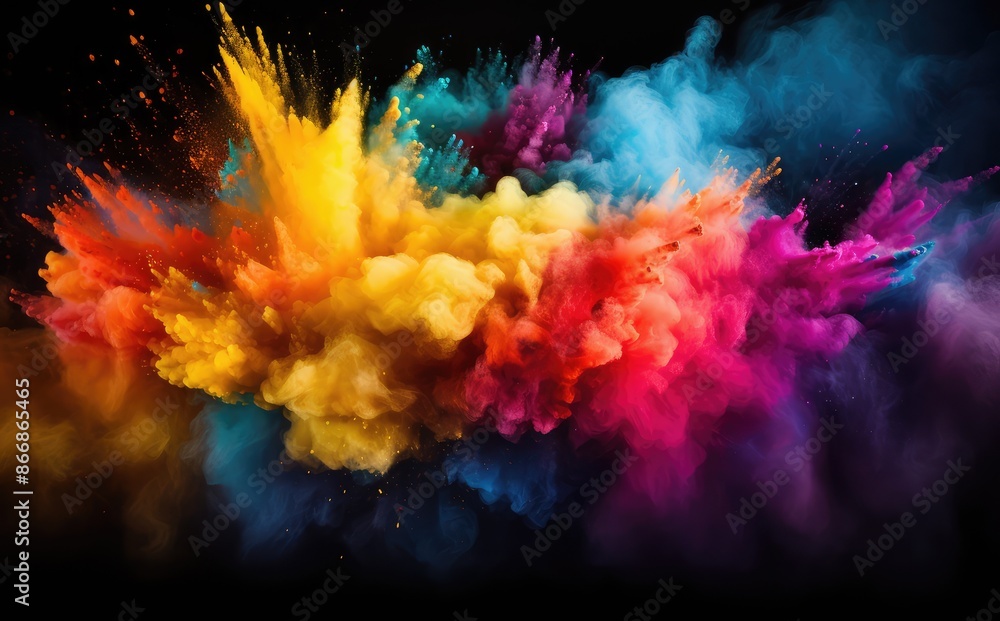 Explosion of colored powder isolated on black background. Abstract colored background Explosion of colored powder isolated on black background. Abstract colored background