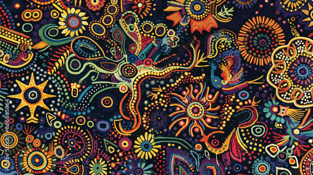 A colorful piece of fabric with a flowery design A colorful piece of fabric with a flowery design