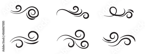 Wind blow line icon fresh vector cloud air isolated speed symbol. Wind blow air line icon logo.