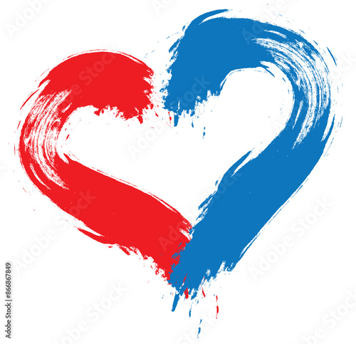 Grunge scribble symbol heart, red marker isolated on white vector editable