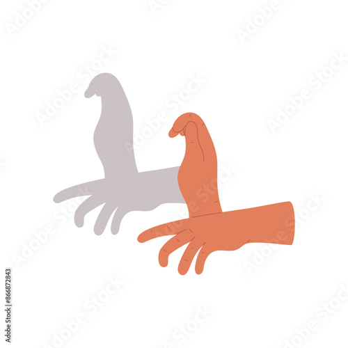 Vector icon of a manual shadow theater with a silhouette of a bird on a branch