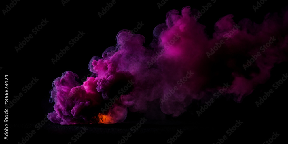 Fototapeta premium Geheimnisvolle Rauchwolke: Intensives Violett und Orange im Dunkel der Nacht