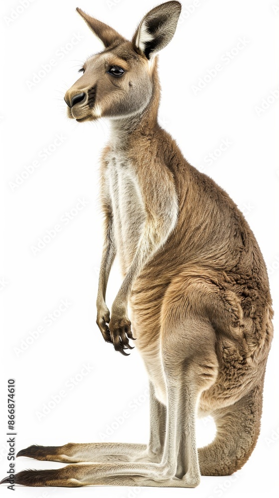 Fototapeta premium Kangaroo standing on white background, studio shot