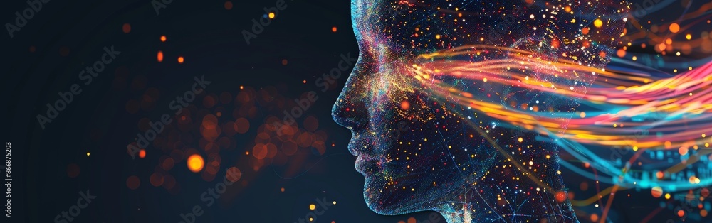 Obraz premium Digital Thoughts Exploding in Colorful Streams