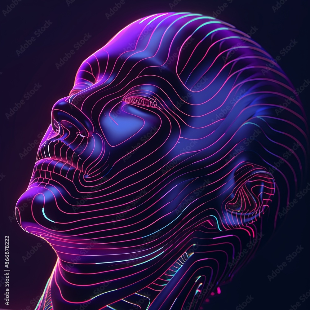 3D Rendered Human Head with Glowing Lines, Futuristic Portrait Concept for AI, Consciousness, Technology, and Innovation 3D Rendered Human Head with Glowing Lines, Futuristic Portrait Concept for AI, Consciousness, Technology, and Innovation