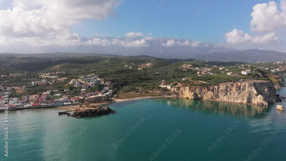 Aerial drone shot.View of famous beach in the summer, Crete, Greece. Famous beach with river and palm trees in Libyan sea. Tropical island, Panoramic view, Most beautiful beaches of Crete island Aerial drone shot.View of famous beach in the summer, Crete, Greece. Famous beach with river and palm trees in Libyan sea. Tropical island, Panoramic view, Most beautiful beaches of Crete island