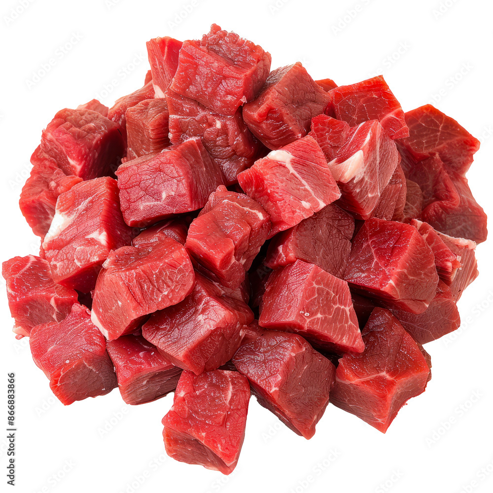 Fresh Raw Beef Cubes, Perfect for Stews, Soups, and Grilling cut out png on transparent background Fresh Raw Beef Cubes, Perfect for Stews, Soups, and Grilling cut out png on transparent background