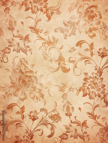 A vintage floral wallpaper pattern with an elegant and nostalgic design, perfect for creating a retro aesthetic in antique shops, vintage stores, and cafes. Generative AI