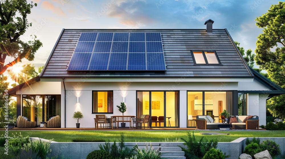 Contemporary Eco-Friendly House with Solar Panels Sustainable Green Architecture Design Contemporary Eco-Friendly House with Solar Panels Sustainable Green Architecture Design