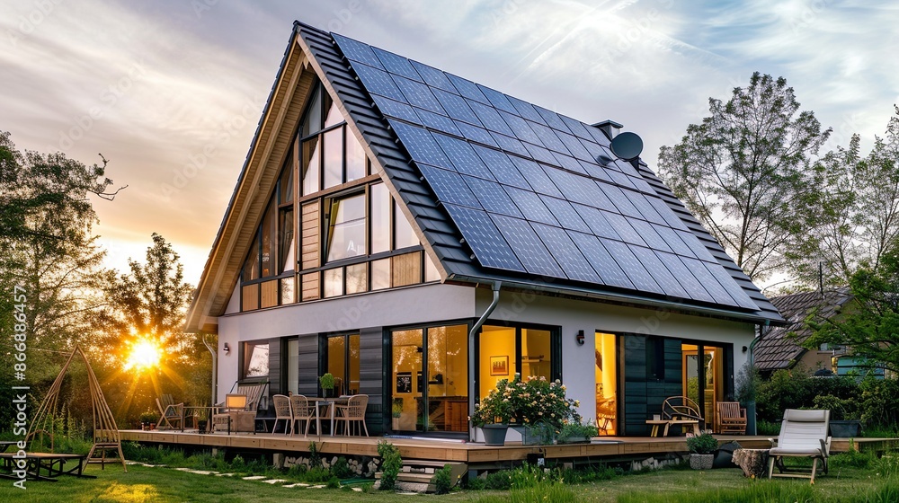 Luxurious Modern Home with Solar Panels Green Energy Eco-Friendly Sustainable Design Luxurious Modern Home with Solar Panels Green Energy Eco-Friendly Sustainable Design