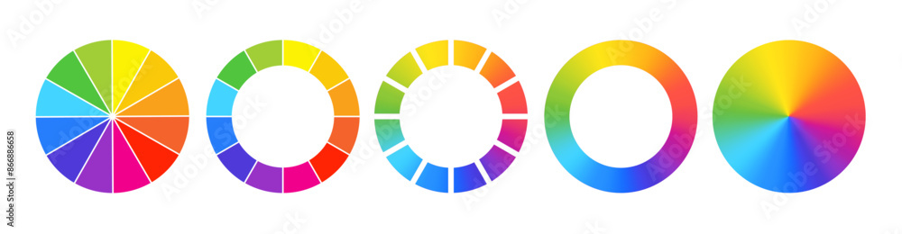 Obraz premium Color wheel or color circle. Vector rgb multi color palette with rainbow light spectrum gradient