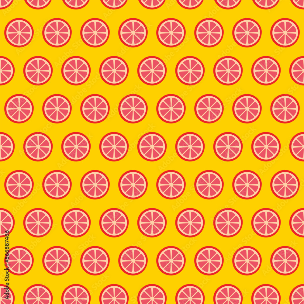 Circle Slice Grapefruit Seamless Pattern. Vector Illustration of Citrus Fruit. Juicy Fresh Texure. Circle Slice Grapefruit Seamless Pattern. Vector Illustration of Citrus Fruit. Juicy Fresh Texure.