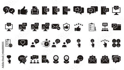 feedback icon collection template solid vector design illustration in trendy style
