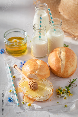 Quadro em tela Sweet and healthy wheat buns in the morning.