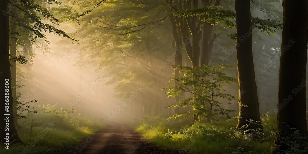 Obraz premium Misty Forest Morning