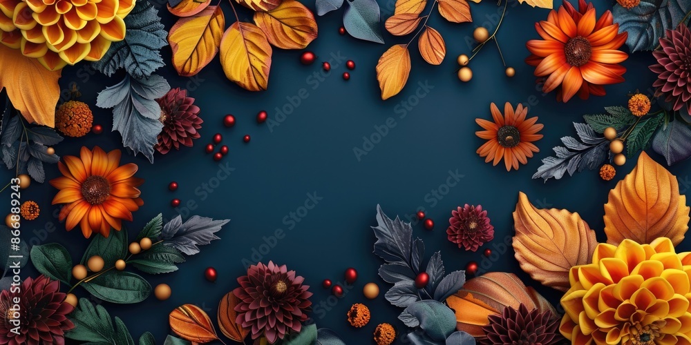 Obraz premium Floral arrangement on blue background