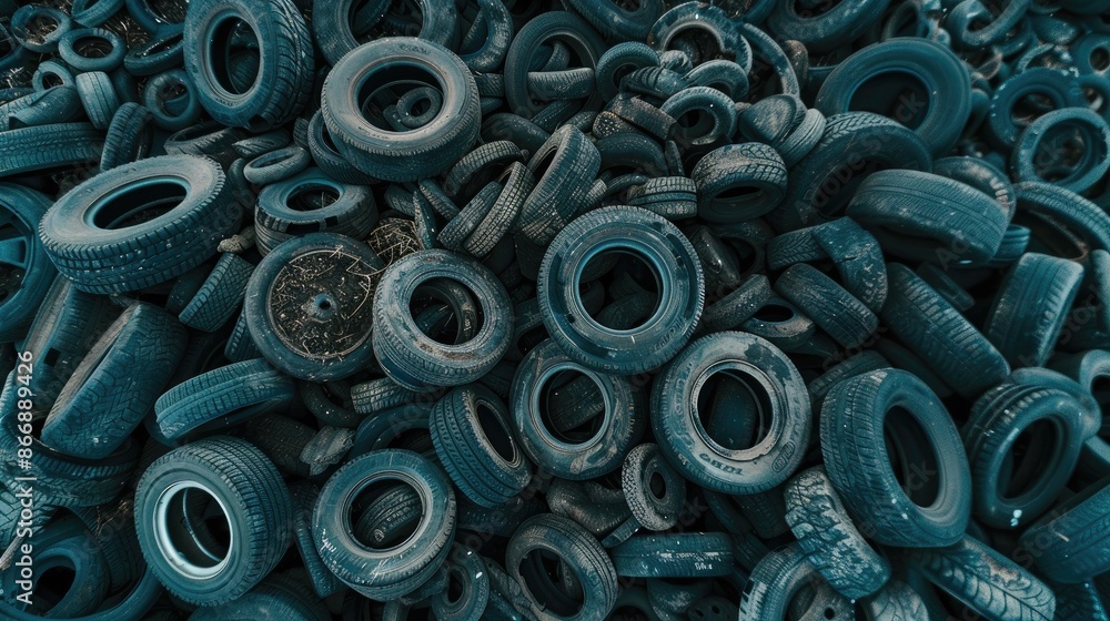 Large quantity of aged tires seen from above Large quantity of aged tires seen from above