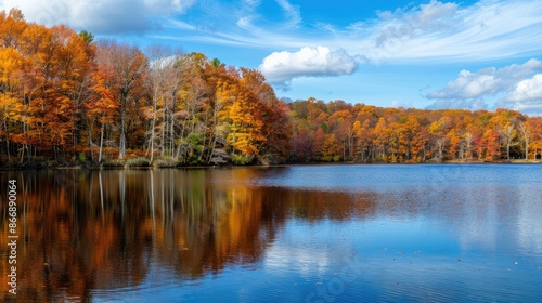 Lake scenery in the fall © AkuAku