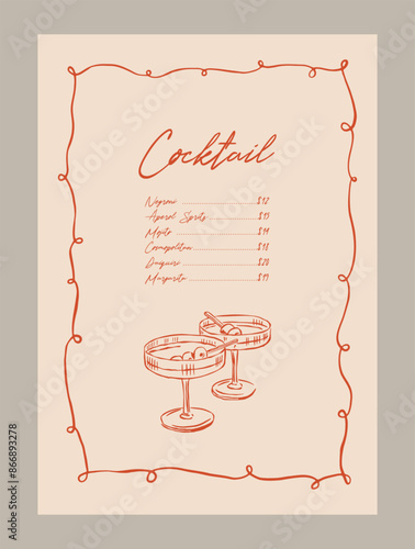 Minimal hand drawn vector dolce vita illustration with aesthetic quote in a poster frame. Art for greeting cards, wedding invitations, postcards, branding, logo design. Matisse style illustrations.	
