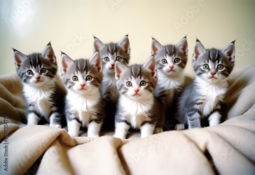 A Heartwarming Gathering of Playful Gray Fluffballs