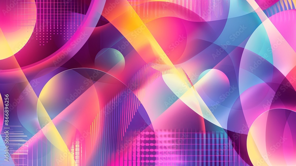 Fototapeta premium Vivid Abstract Background with Swirling Geometric Shapes and Neon Colors