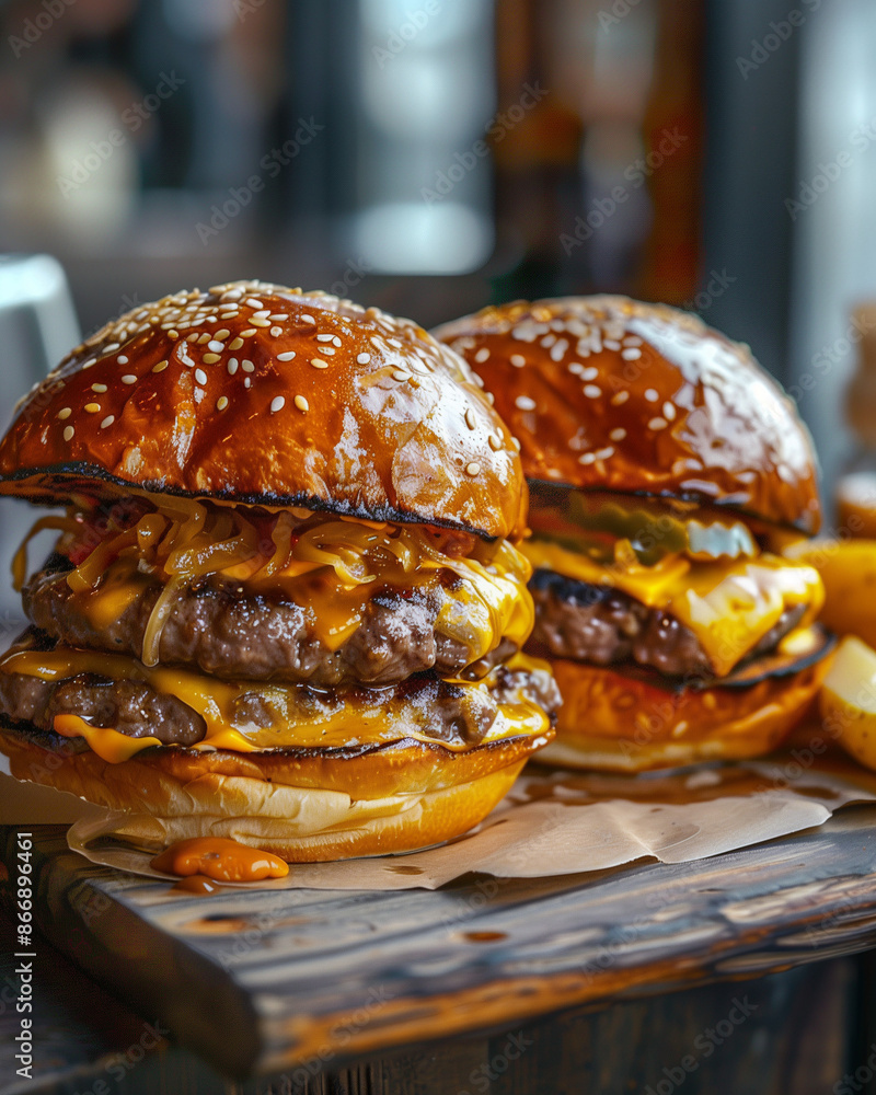 Traditional american burger with meat cheese special sauce Traditional american burger with meat cheese special sauce