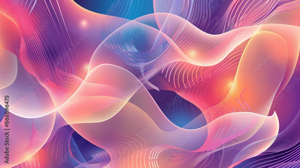 Fototapeta premium Abstract colorful background with flowing lines, waves, and glowing lights. Concept of energy, movement, and fluidity.