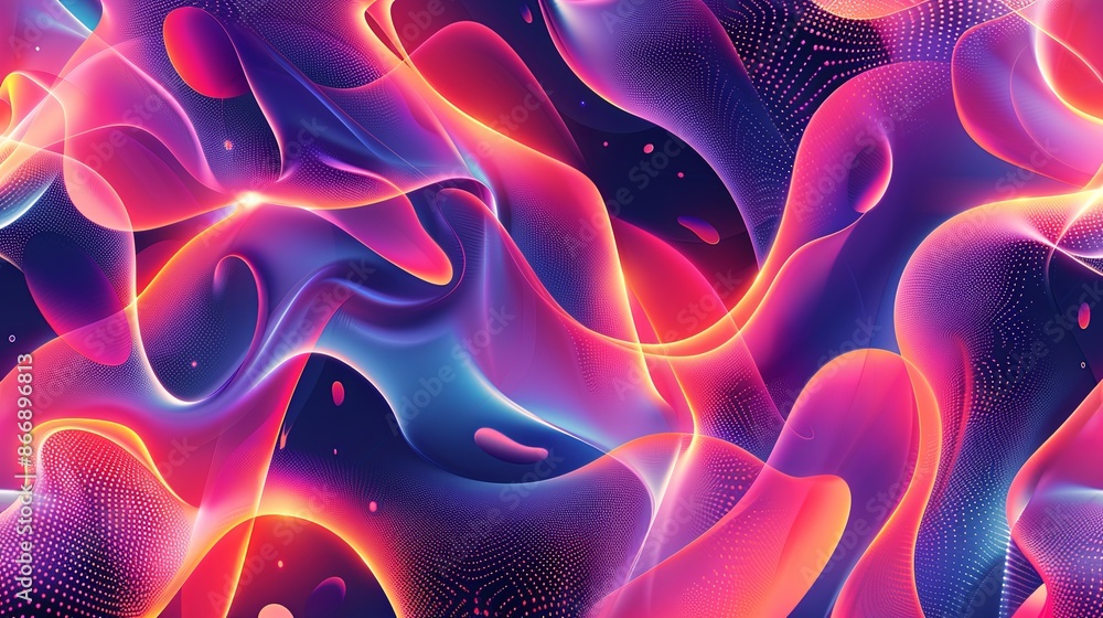 Obraz premium Vivid Abstract Background. Neon Pink, Blue, and Orange Swirls