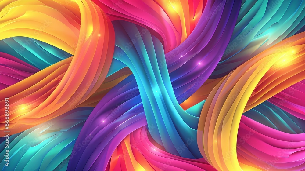 Naklejka premium Vivid Abstract Background of Swirling Colorful Waves and Sparkles. Dynamic and vibrant colors.