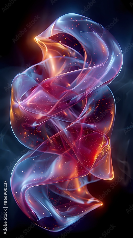 Abstract close-up of flowing, translucent shapes with vibrant colors, perfect for abstract art, creative projects, and dynamic backgrounds. Ideal for posters, wallpapers, and digital content.